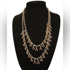 Chic Gold and Purple Beaded Necklace